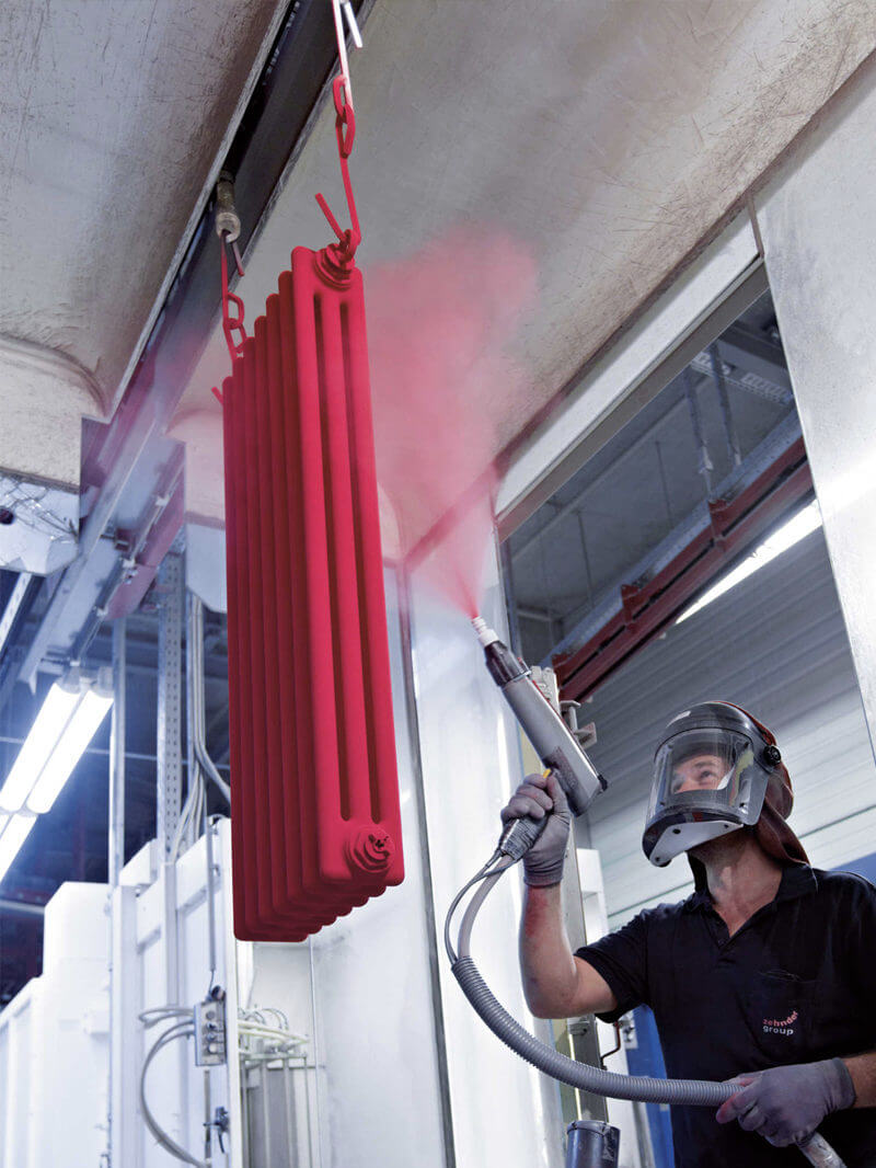 Spray painting radiators in the Zehnder factory