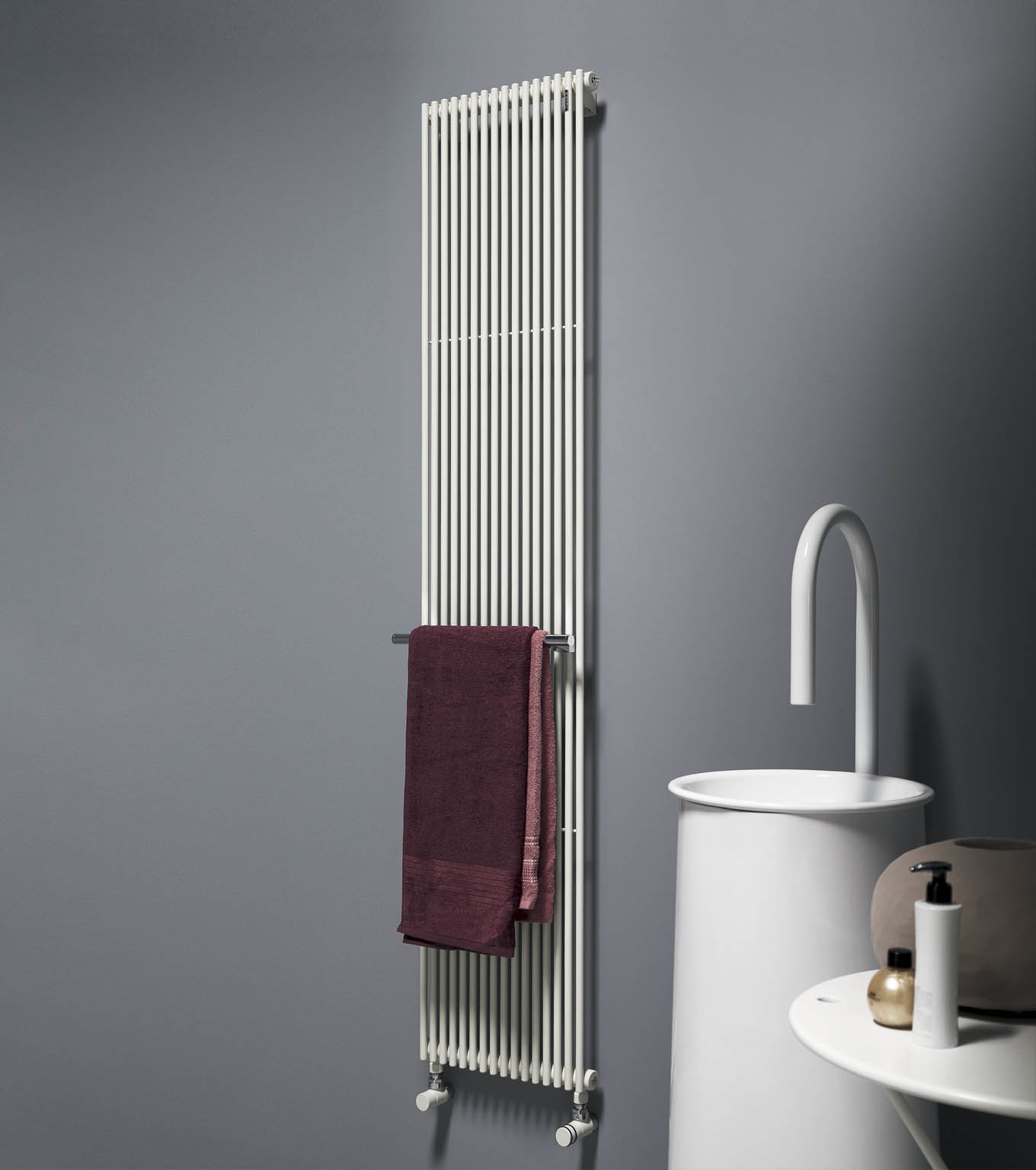Basic 14 hydronic radiator in bathroom