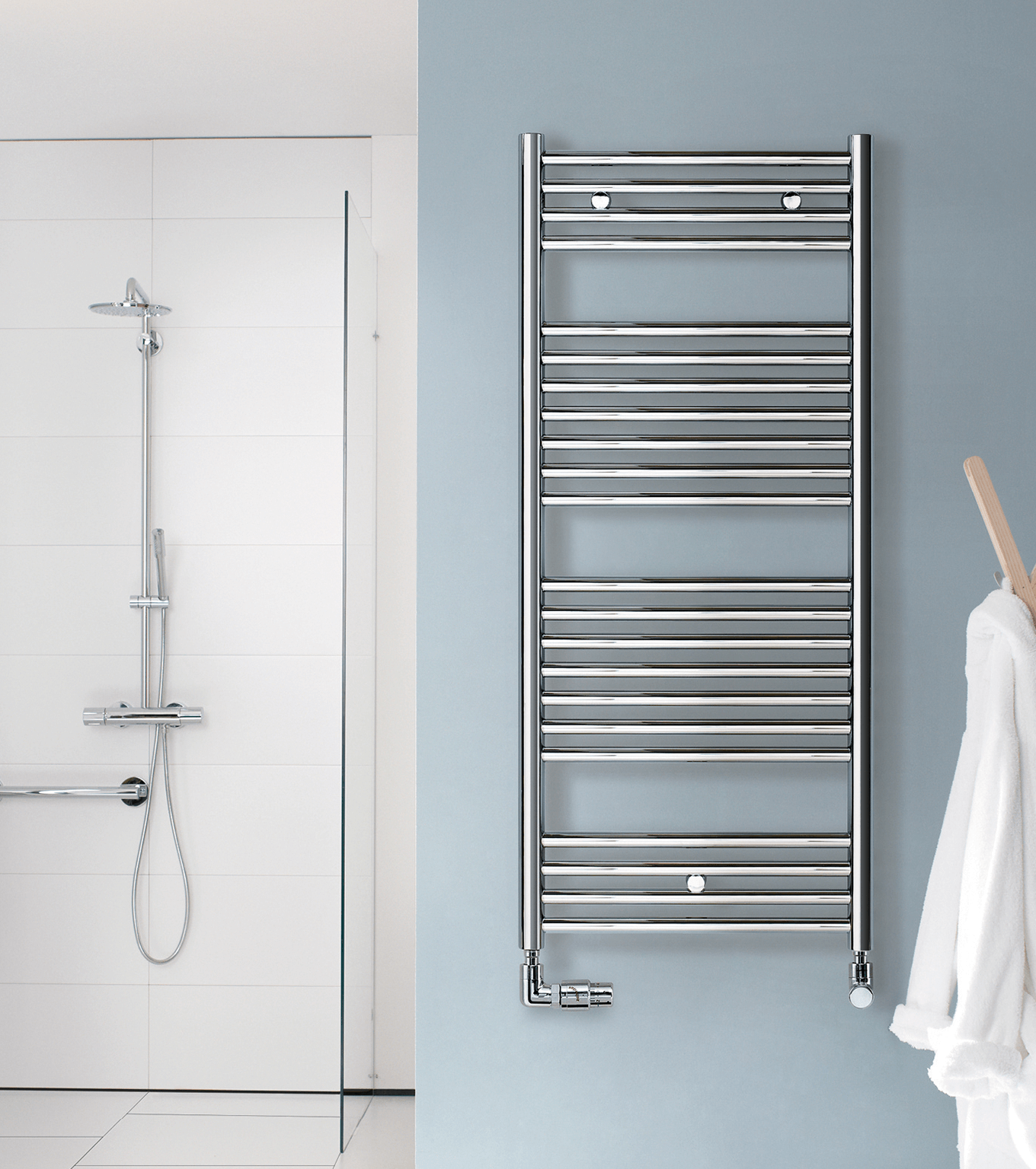 Zehnder Klaro Chrome Bathroom Radiator | Oblica